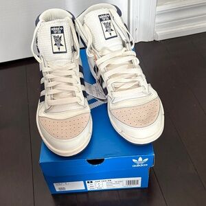 adidas Top Ten Hi Cream, Navy & Beige Basketball Sneakers